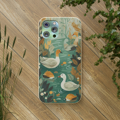 Cottagecore Ducks in a Pond | Biodegradable iPhone Case