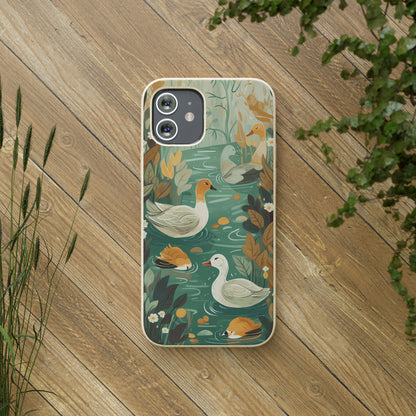 Cottagecore Ducks in a Pond | Biodegradable iPhone Case