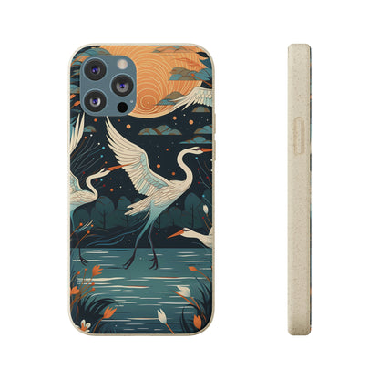 Cranes Flying Over a Pond | Biodegradable iPhone Case