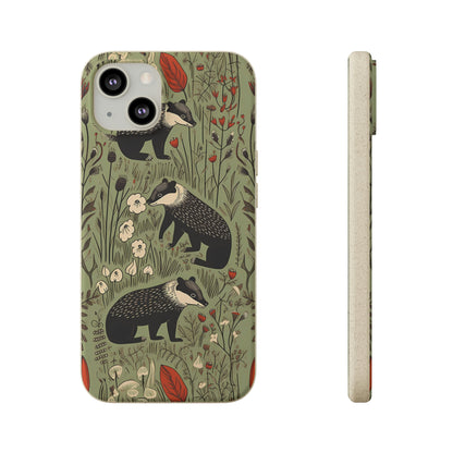 Cute Badgers in a Meadow | Biodegradable iPhone Case