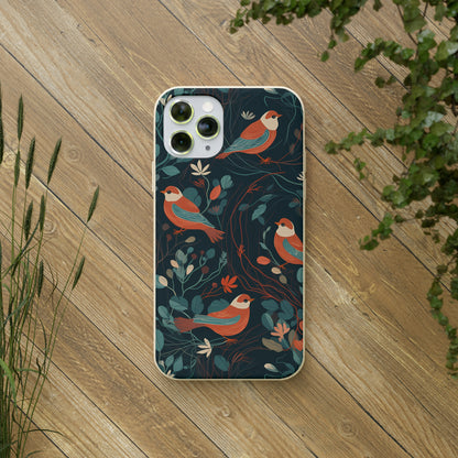 Whimsical Red-Breasted Robins | Biodegradable iPhone Case