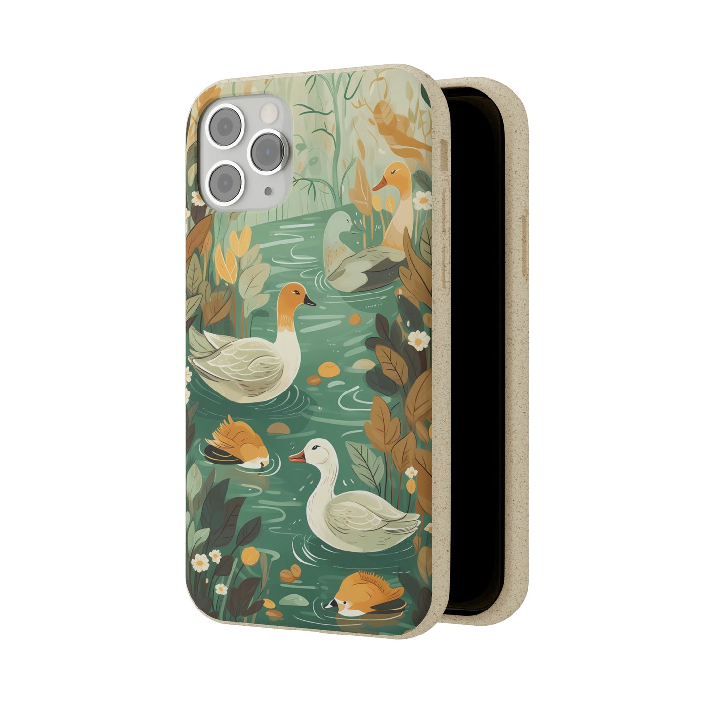 Cottagecore Ducks in a Pond | Biodegradable iPhone Case