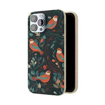 Whimsical Red-Breasted Robins | Biodegradable iPhone Case