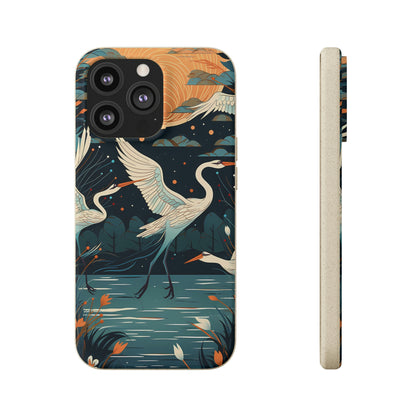 Cranes Flying Over a Pond | Biodegradable iPhone Case