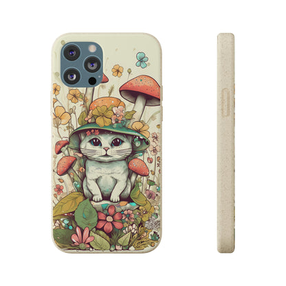 Cottagecore Cat Wearing a Hat | Biodegradable iPhone Case