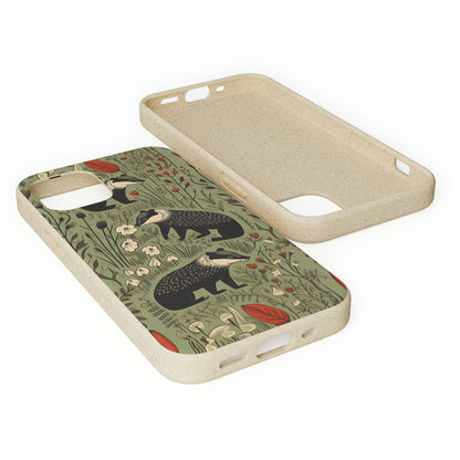 Cute Badgers in a Meadow | Biodegradable iPhone Case