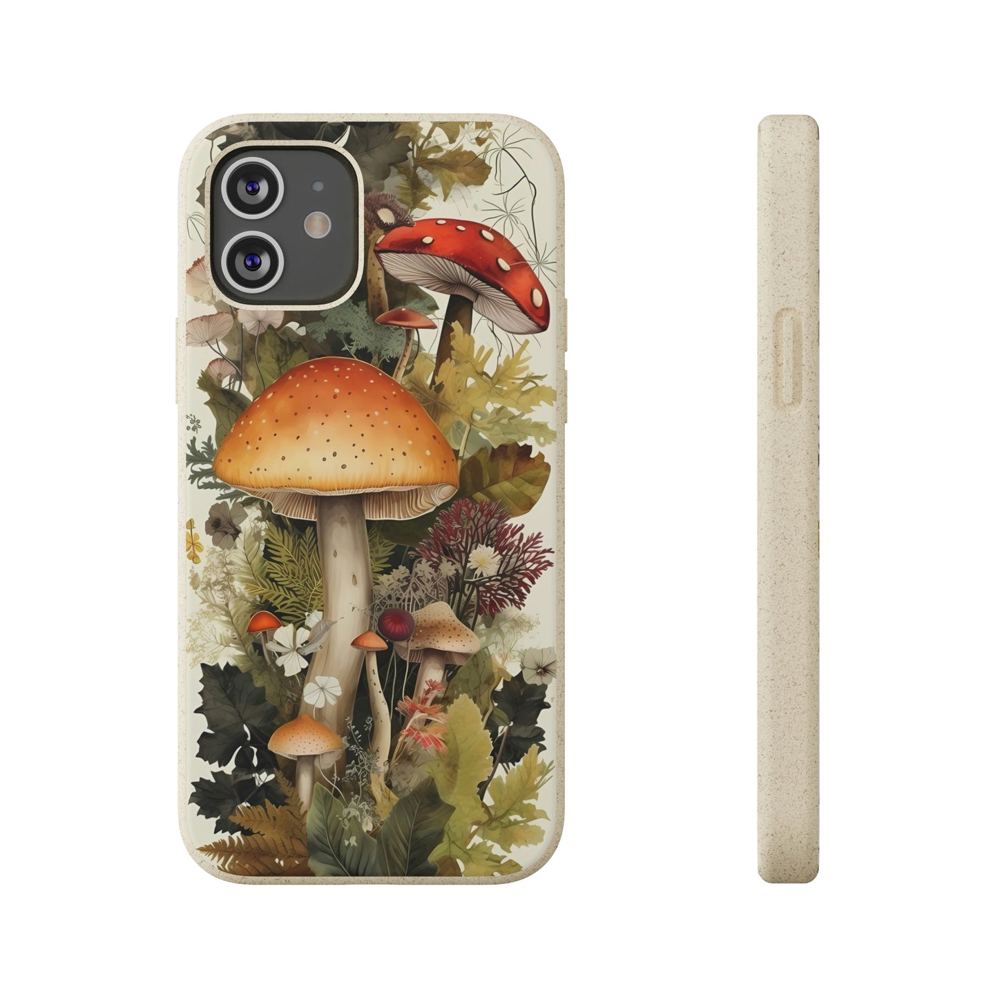 Cottagecore Mushrooms and Plants | Biodegradable iPhone Case