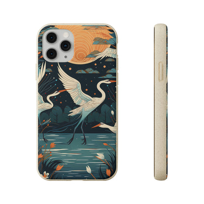 Cranes Flying Over a Pond | Biodegradable iPhone Case