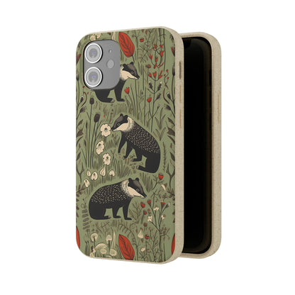 Cute Badgers in a Meadow | Biodegradable iPhone Case