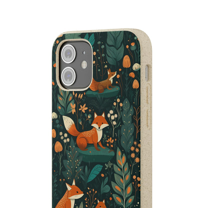 Cottagecore Foxes in a Forest | Biodegradable iPhone Case