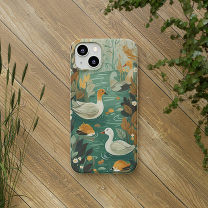 Cottagecore Ducks in a Pond | Biodegradable iPhone Case