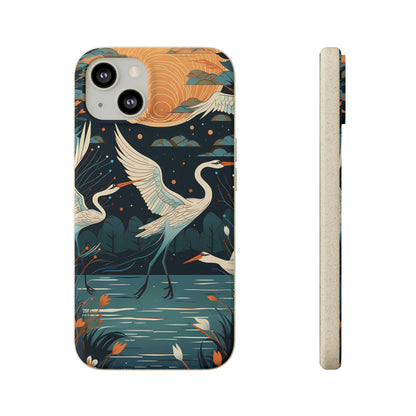 Cranes Flying Over a Pond | Biodegradable iPhone Case