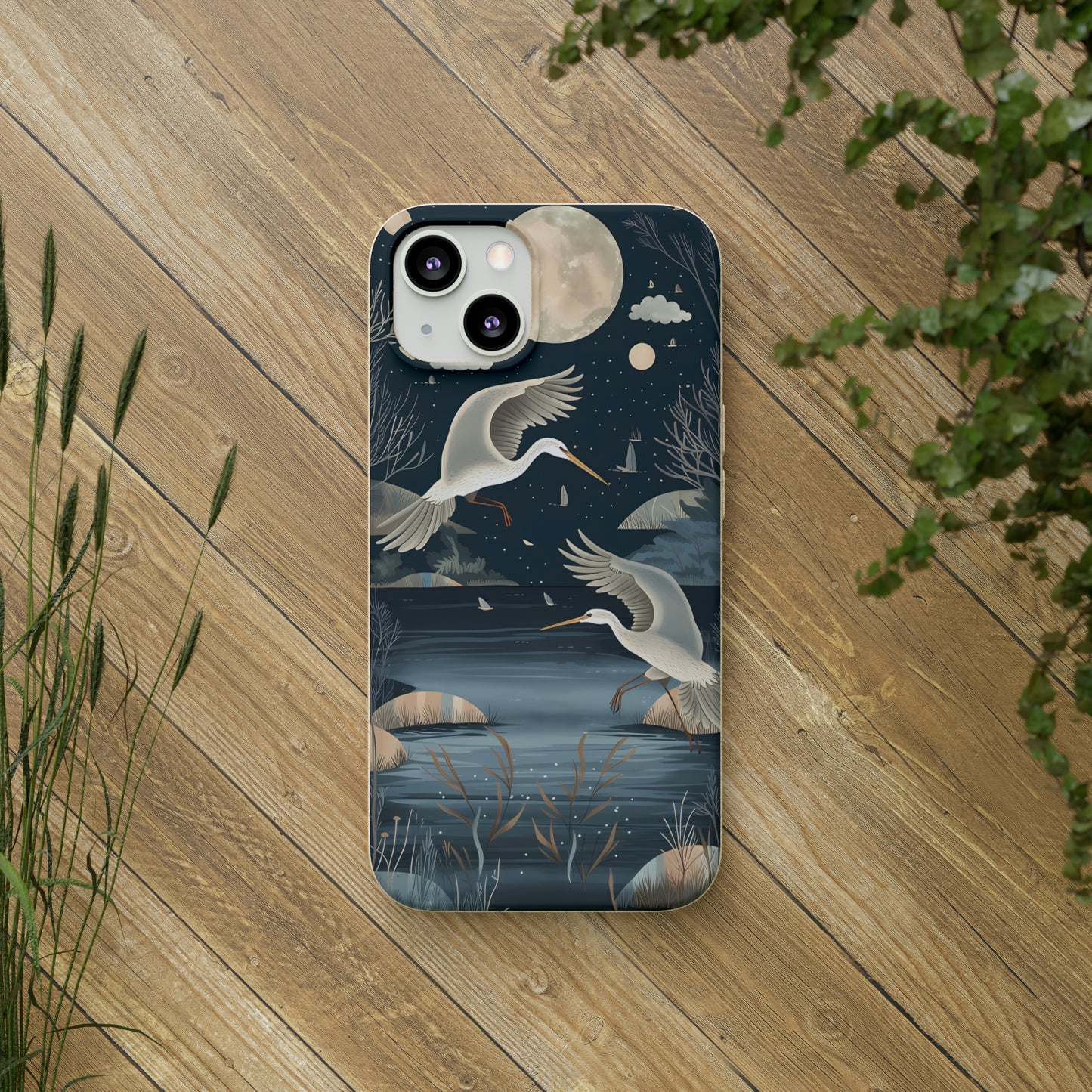 Herons Flying Over a Pond | Biodegradable iPhone Case