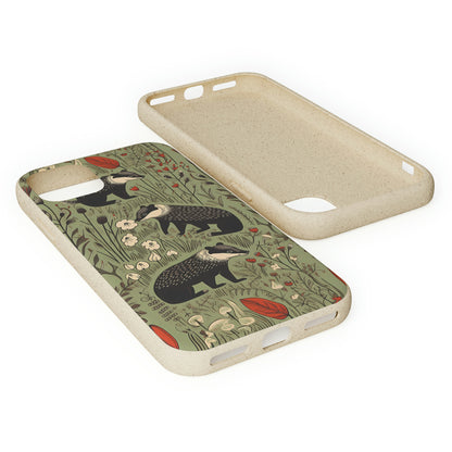 Cute Badgers in a Meadow | Biodegradable iPhone Case