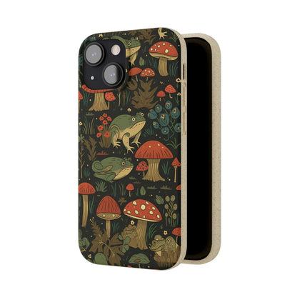 Cottagecore Frogs with Mushrooms | Biodegradable iPhone Case