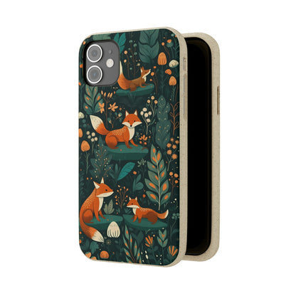 Cottagecore Foxes in a Forest | Biodegradable iPhone Case