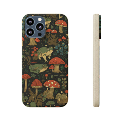 Cottagecore Frogs with Mushrooms | Biodegradable iPhone Case