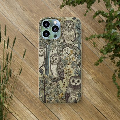 Cottagecore Owls in a Forest | Biodegradable iPhone Case