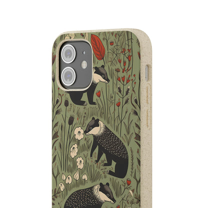 Cute Badgers in a Meadow | Biodegradable iPhone Case