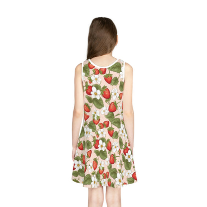 Cottagecore Strawberries | Girls' Sleeveless Sundress