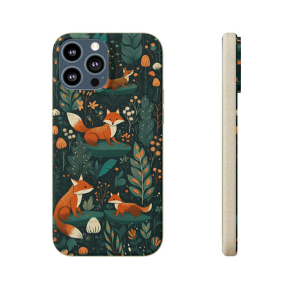 Cottagecore Foxes in a Forest | Biodegradable iPhone Case