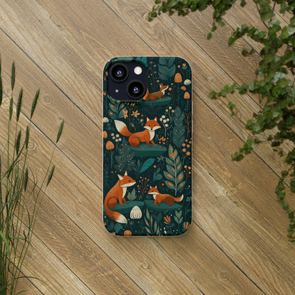 Cottagecore Foxes in a Forest | Biodegradable iPhone Case