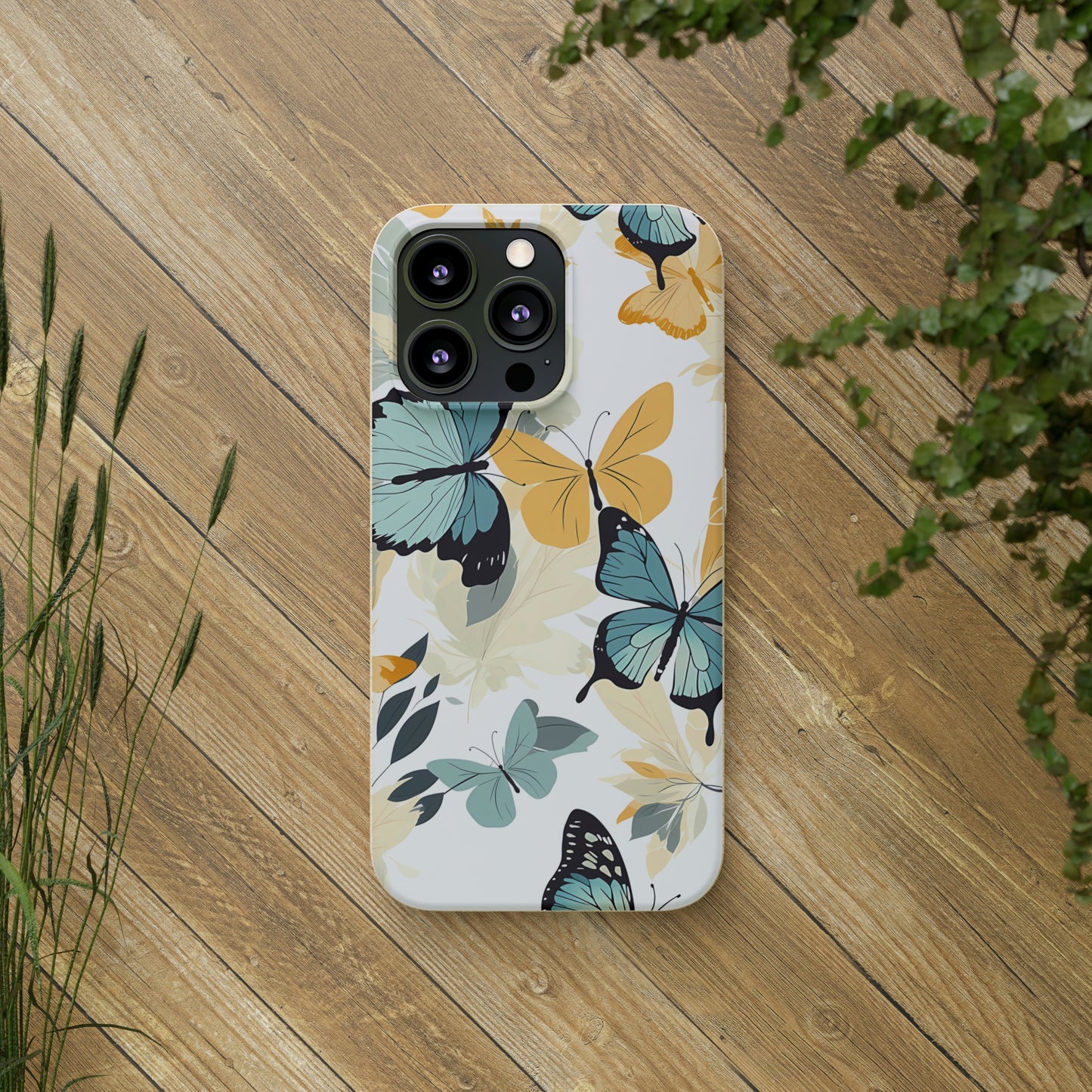 Blue and Yellow Butterflies | Biodegradable iPhone Case