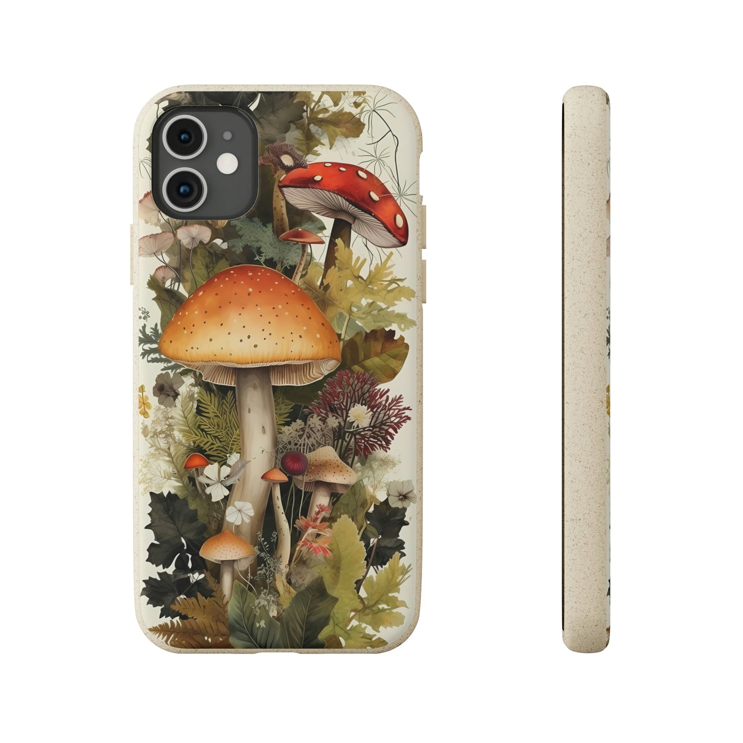 Cottagecore Mushrooms and Plants | Biodegradable iPhone Case