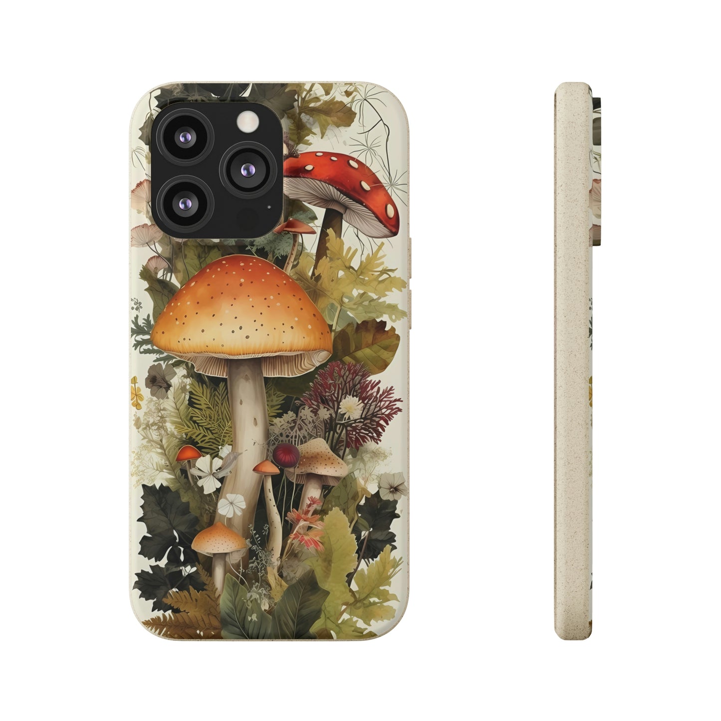 Cottagecore Mushrooms and Plants | Biodegradable iPhone Case