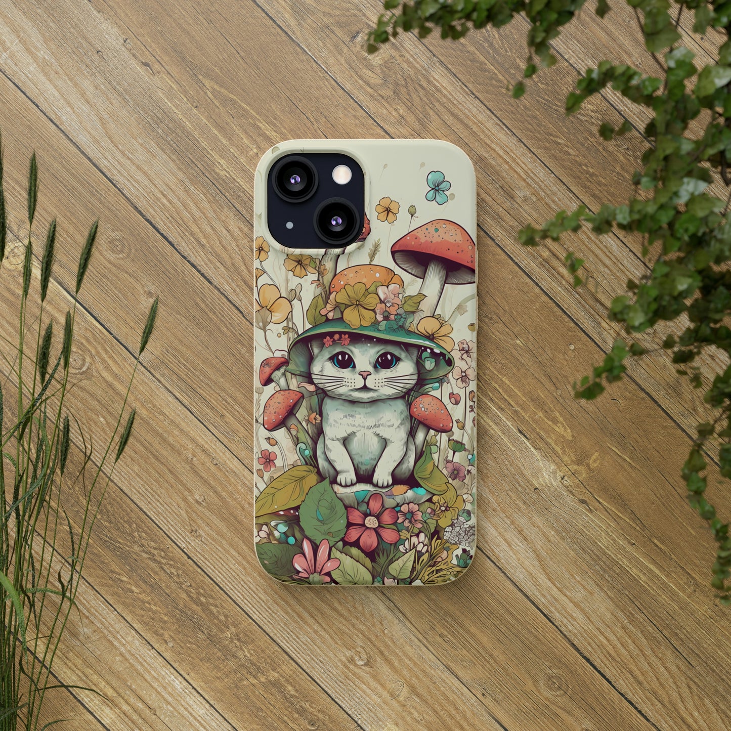 Cottagecore Cat Wearing a Hat | Biodegradable iPhone Case