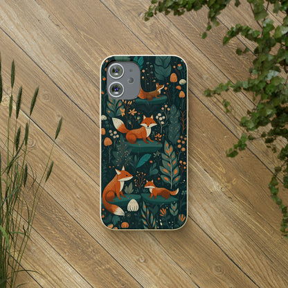 Cottagecore Foxes in a Forest | Biodegradable iPhone Case