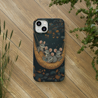 Cottagecore Field Mice in a Hammock | Biodegradable iPhone Case