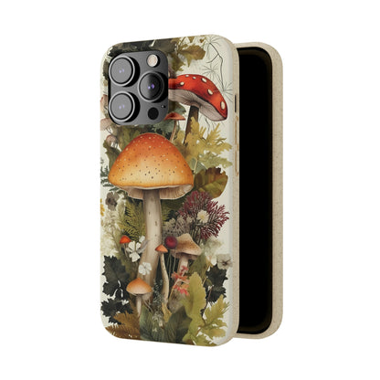 Cottagecore Mushrooms and Plants | Biodegradable iPhone Case