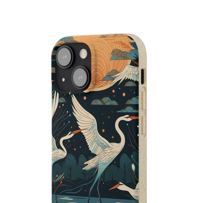 Cranes Flying Over a Pond | Biodegradable iPhone Case