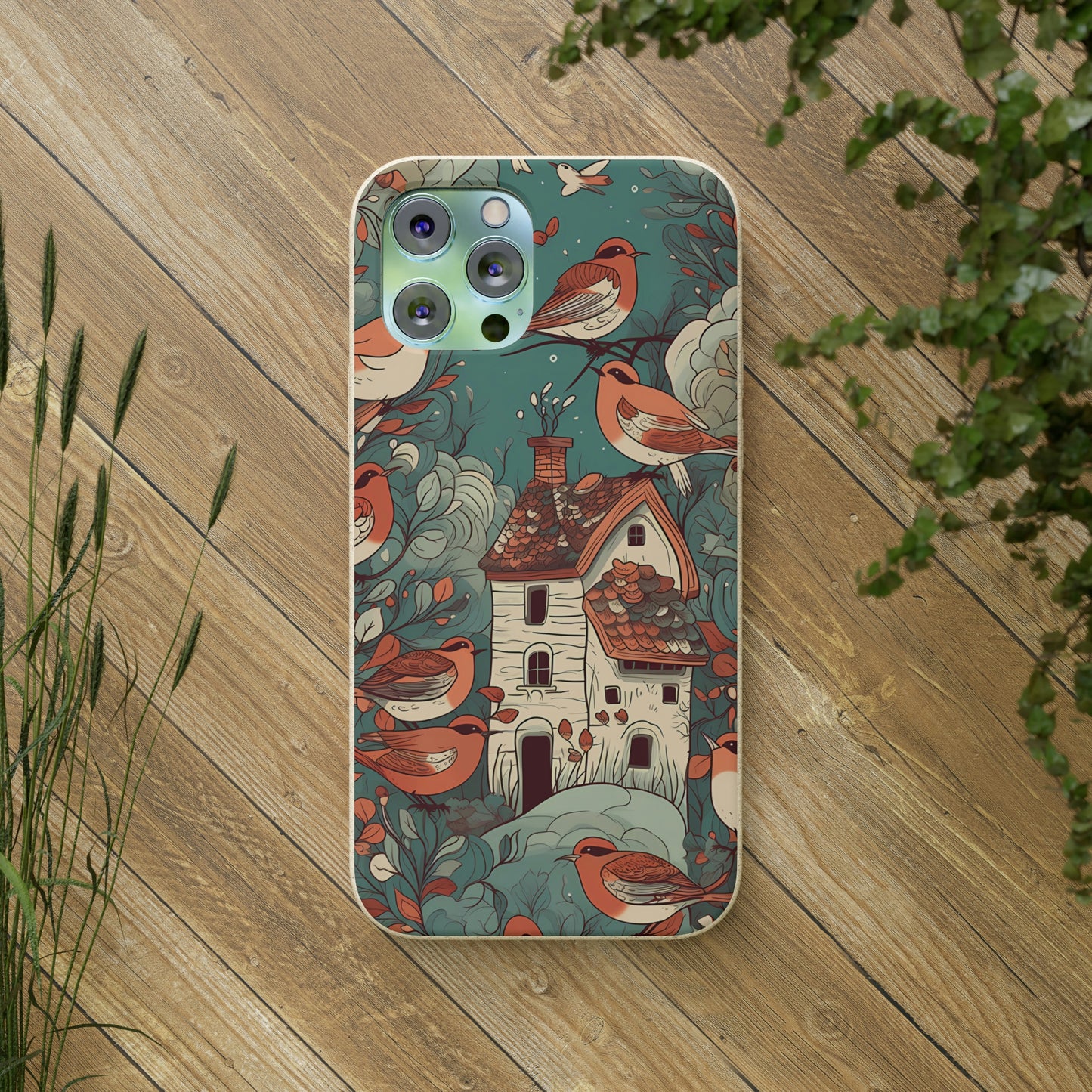 Cottagecore Red-Breasted Robins | Biodegradable iPhone Case