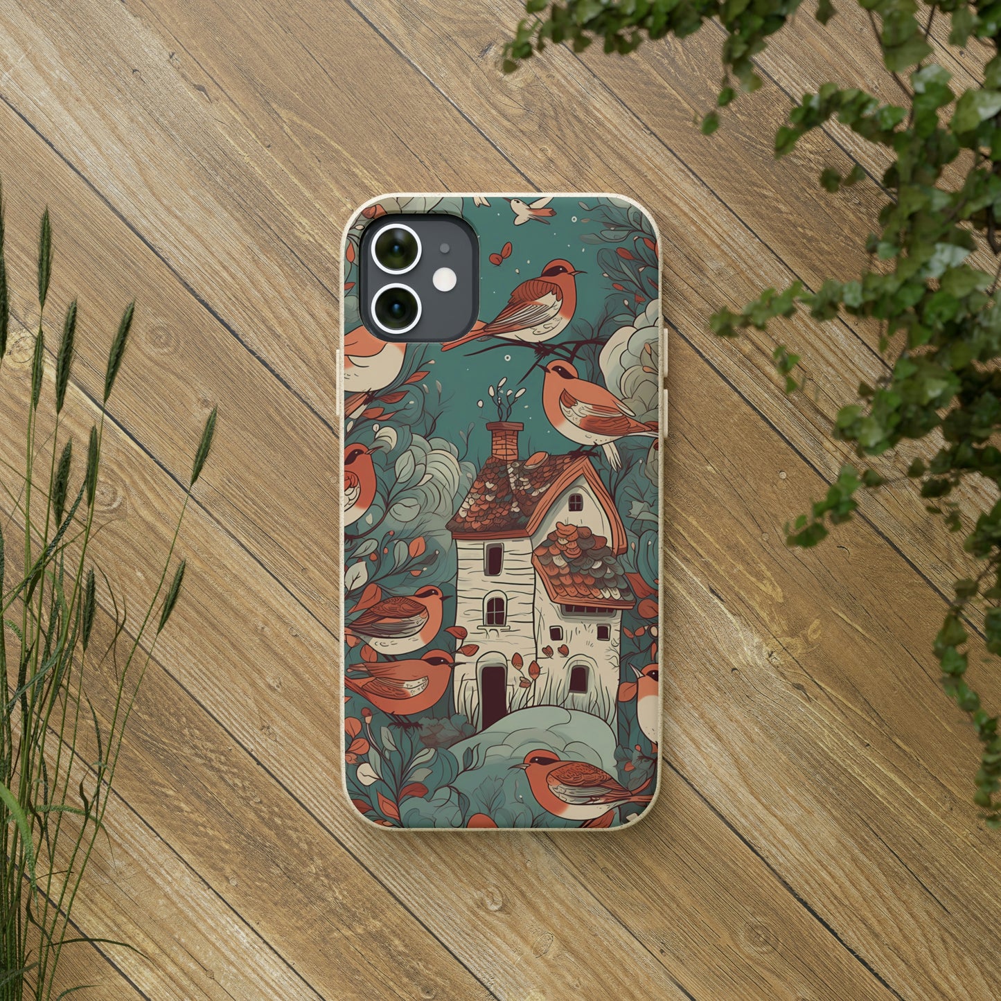 Cottagecore Red-Breasted Robins | Biodegradable iPhone Case