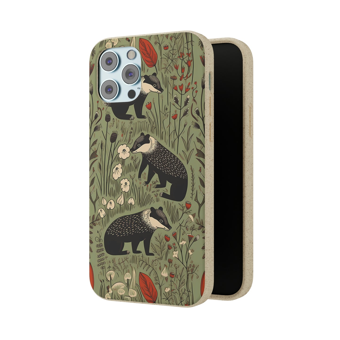 Cute Badgers in a Meadow | Biodegradable iPhone Case