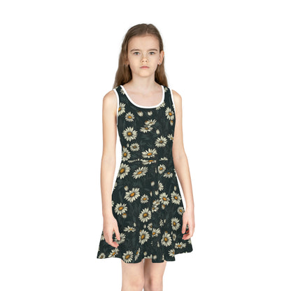 Dark Cottagecore Daisies | Girls' Sleeveless Sundress