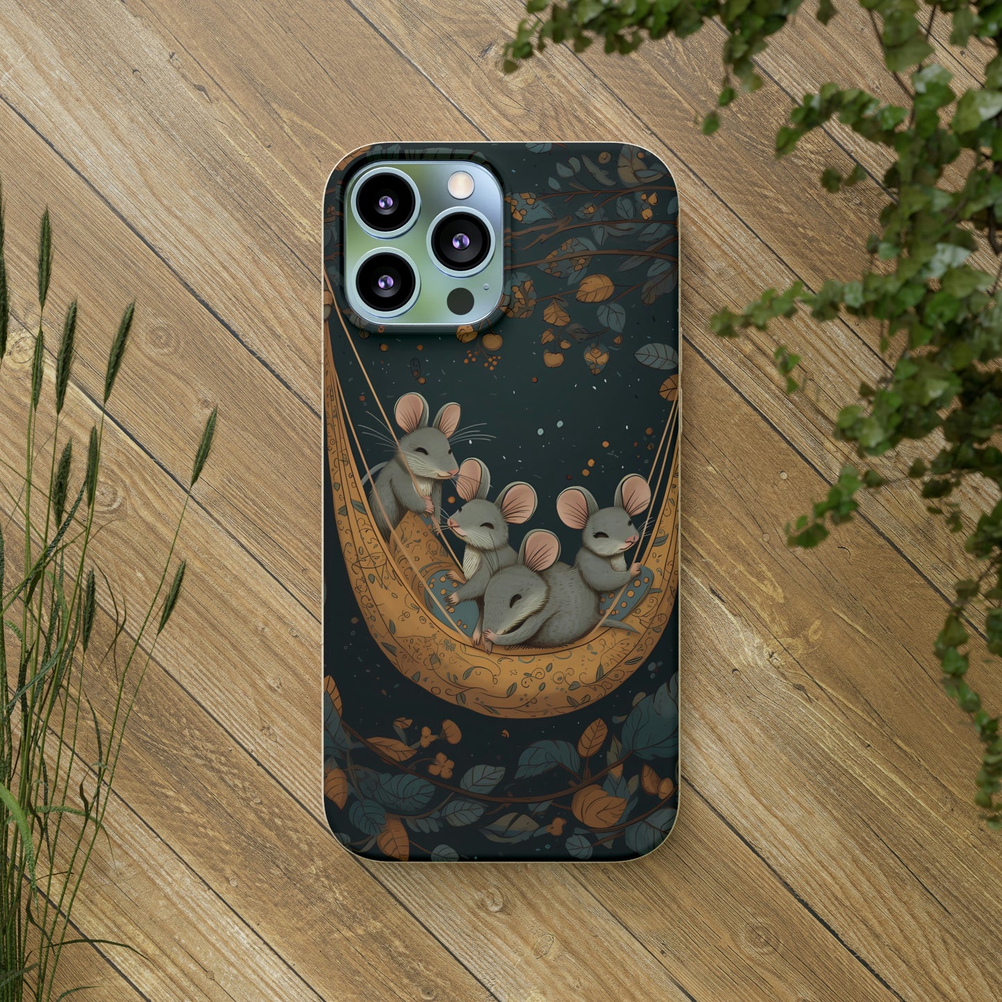 Cottagecore Field Mice in a Hammock | Biodegradable iPhone Case