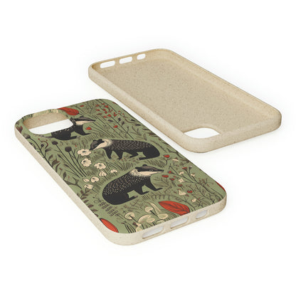 Cute Badgers in a Meadow | Biodegradable iPhone Case