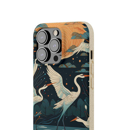 Cranes Flying Over a Pond | Biodegradable iPhone Case