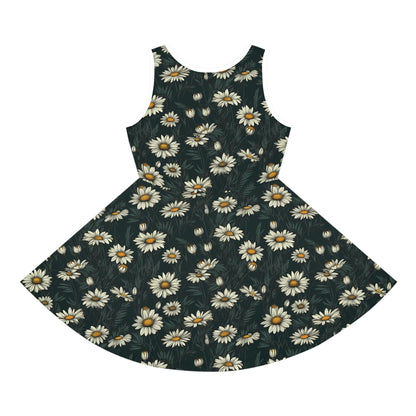 Dark Cottagecore Daisies | Girls' Sleeveless Sundress