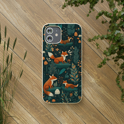 Cottagecore Foxes in a Forest | Biodegradable iPhone Case