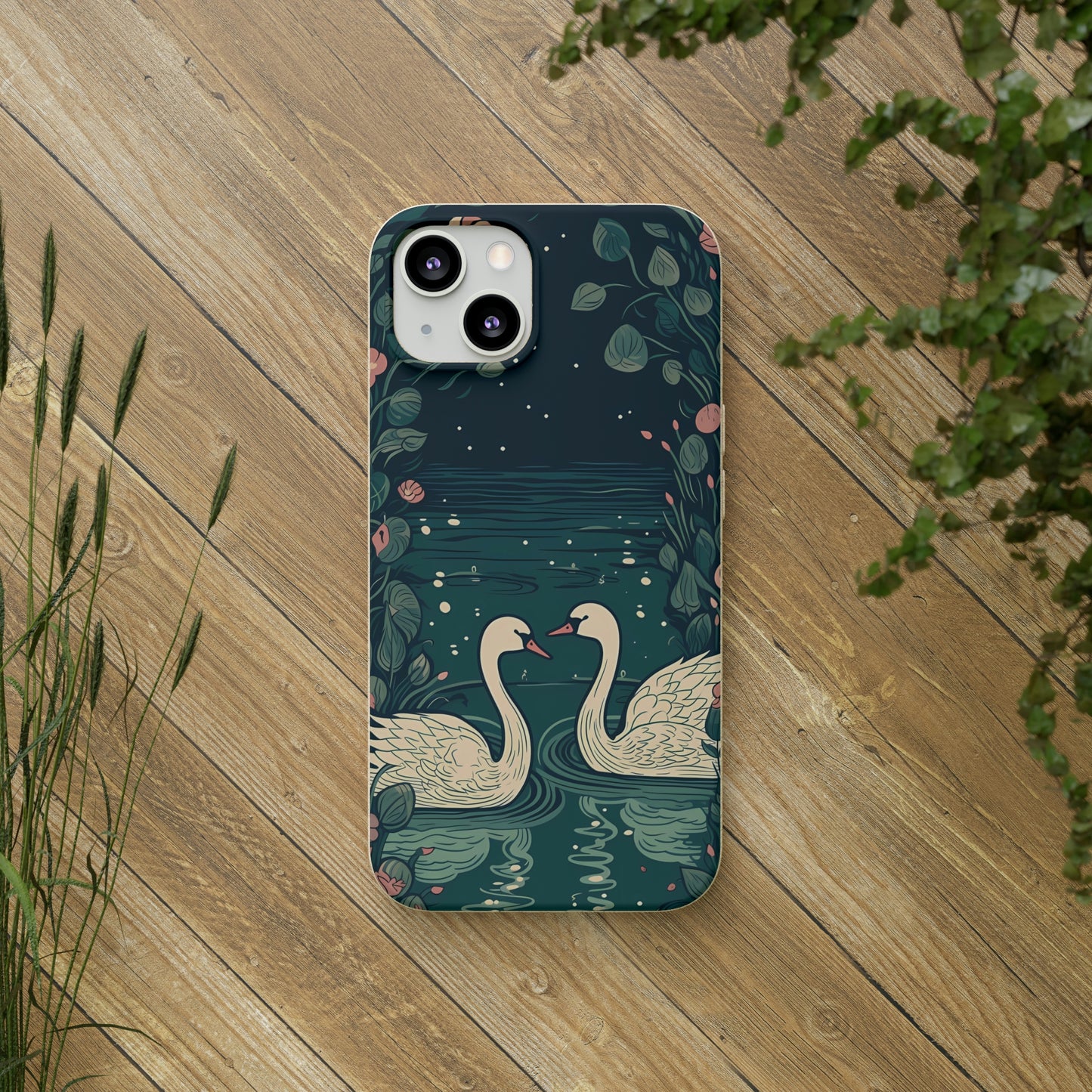 Romantic Swans on a Pond | Biodegradable iPhone Case