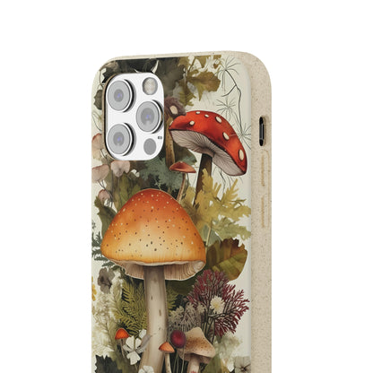 Cottagecore Mushrooms and Plants | Biodegradable iPhone Case