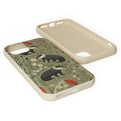 Cute Badgers in a Meadow | Biodegradable iPhone Case