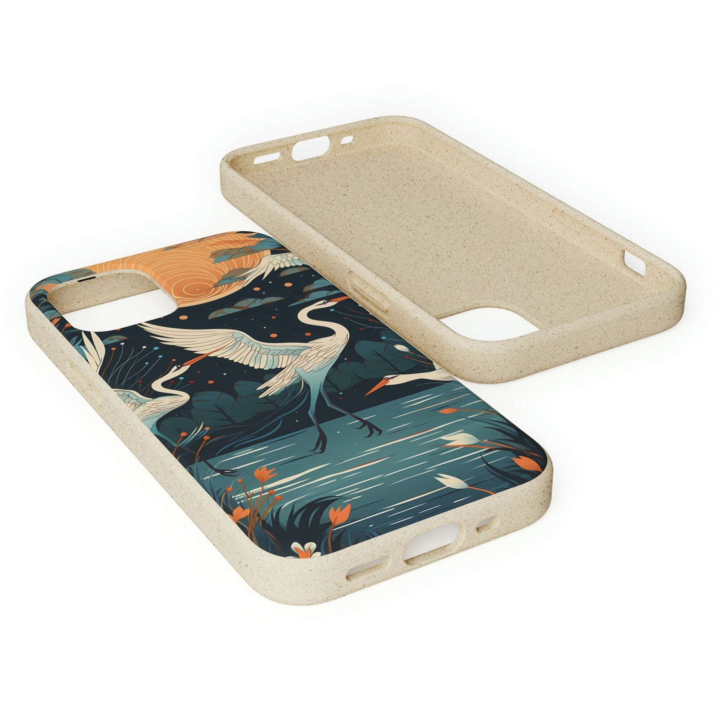 Cranes Flying Over a Pond | Biodegradable iPhone Case