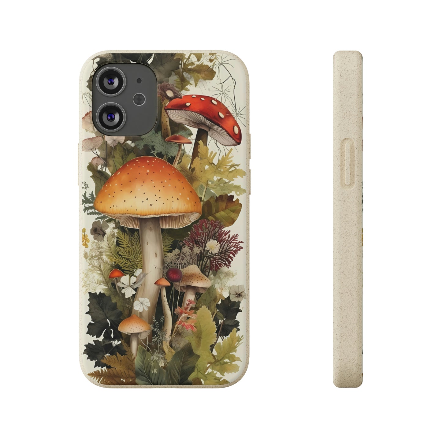 Cottagecore Mushrooms and Plants | Biodegradable iPhone Case