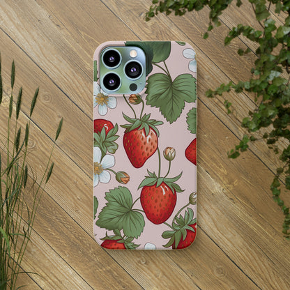 Cottagecore Strawberries | Biodegradable iPhone Case
