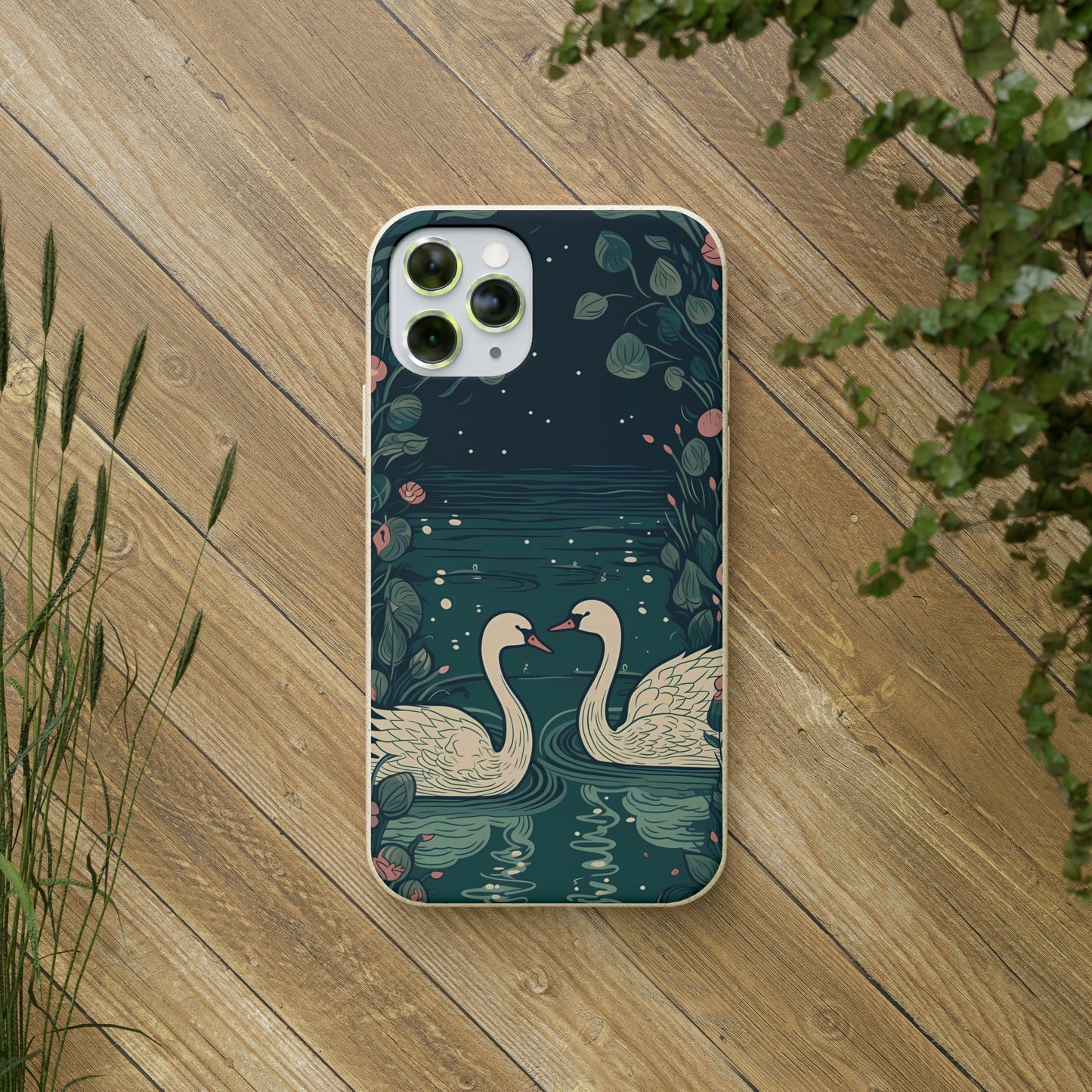 Romantic Swans on a Pond | Biodegradable iPhone Case